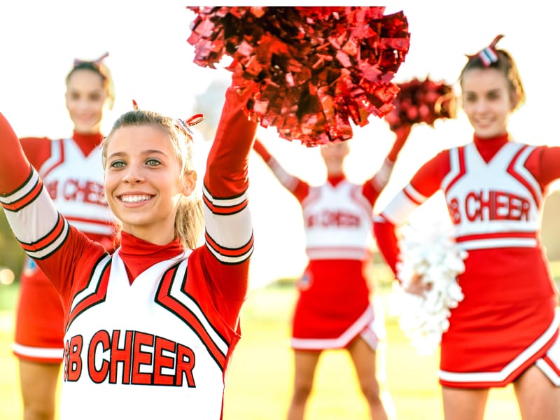 Cheerleaders in red
