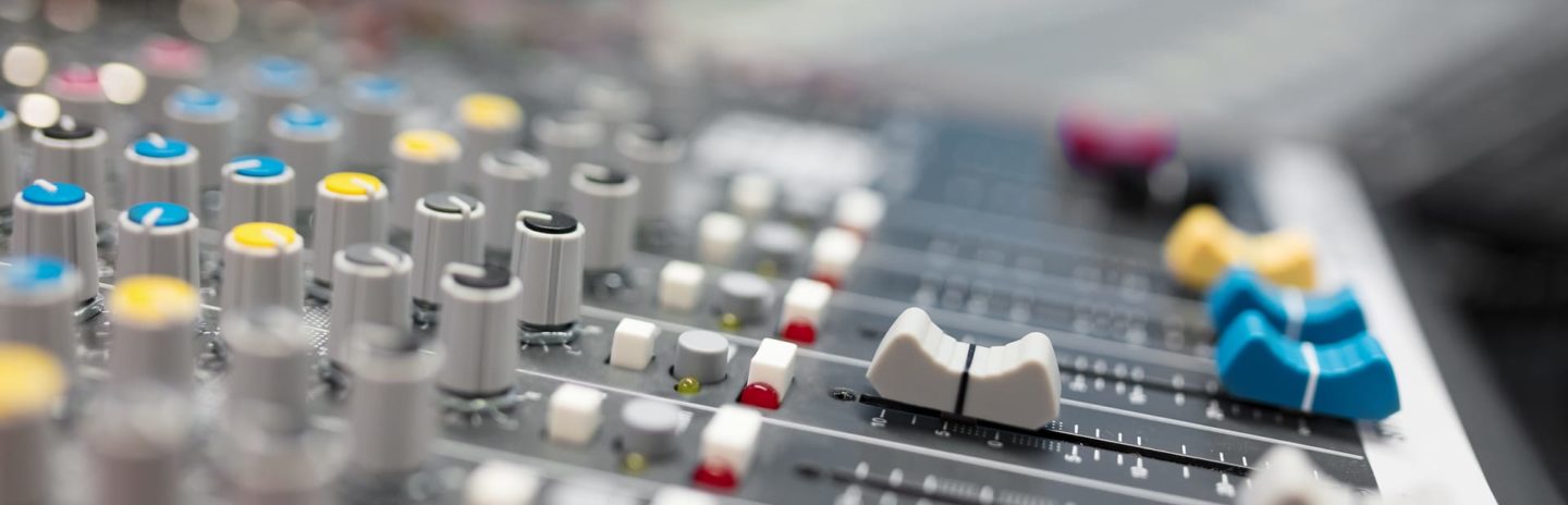 A mixing board up close
