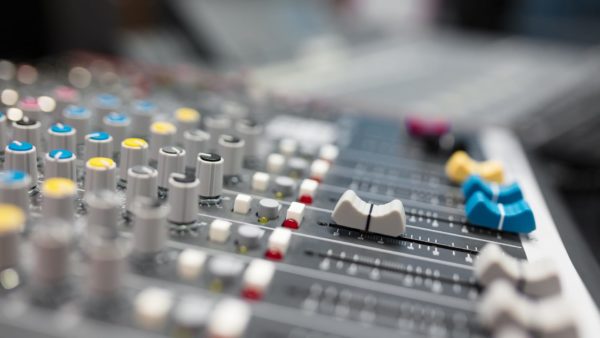 A mixing board up close