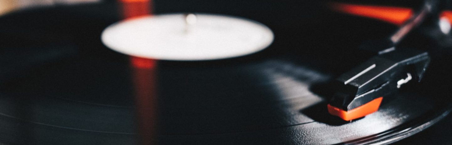 A close-up of a vinyl record