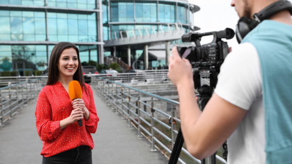 Woman with a microphone